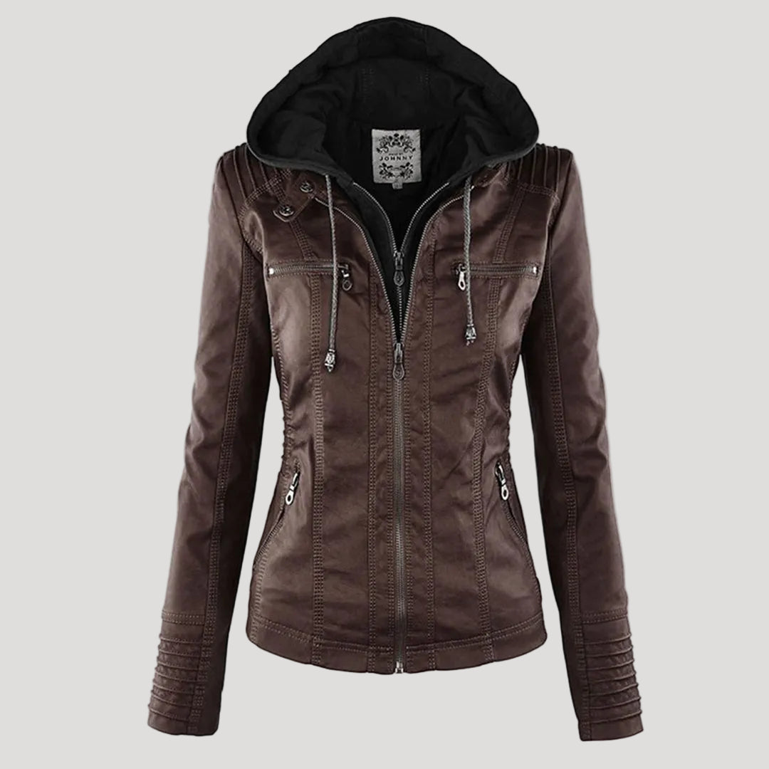 Faux Leather Jacket with Removable Hood and Water-Resistant Coating Modeberg Bern