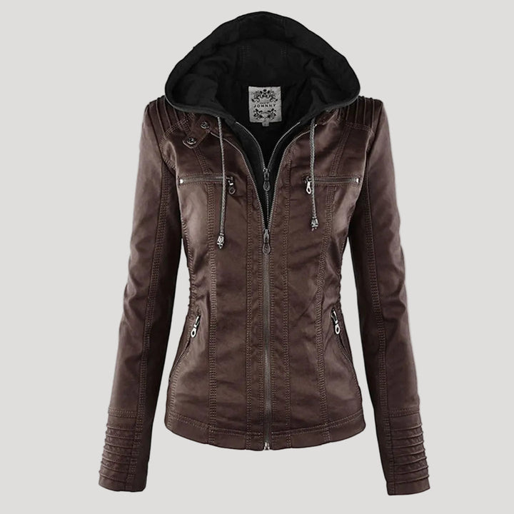 Faux Leather Jacket with Removable Hood and Water-Resistant Coating Modeberg Bern