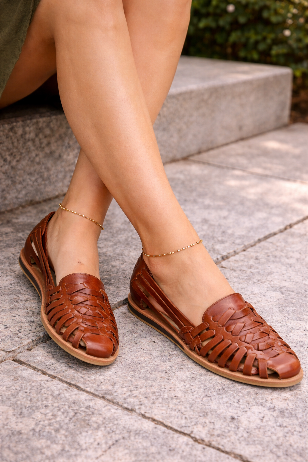 Woven Leather Flat Sandals Modeberg Bern