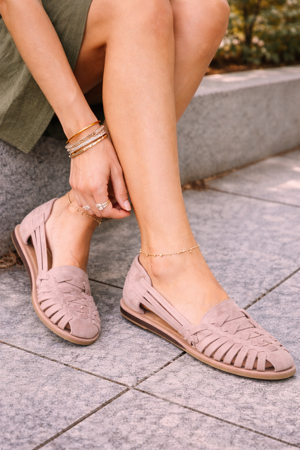 Woven Leather Flat Sandals Modeberg Bern