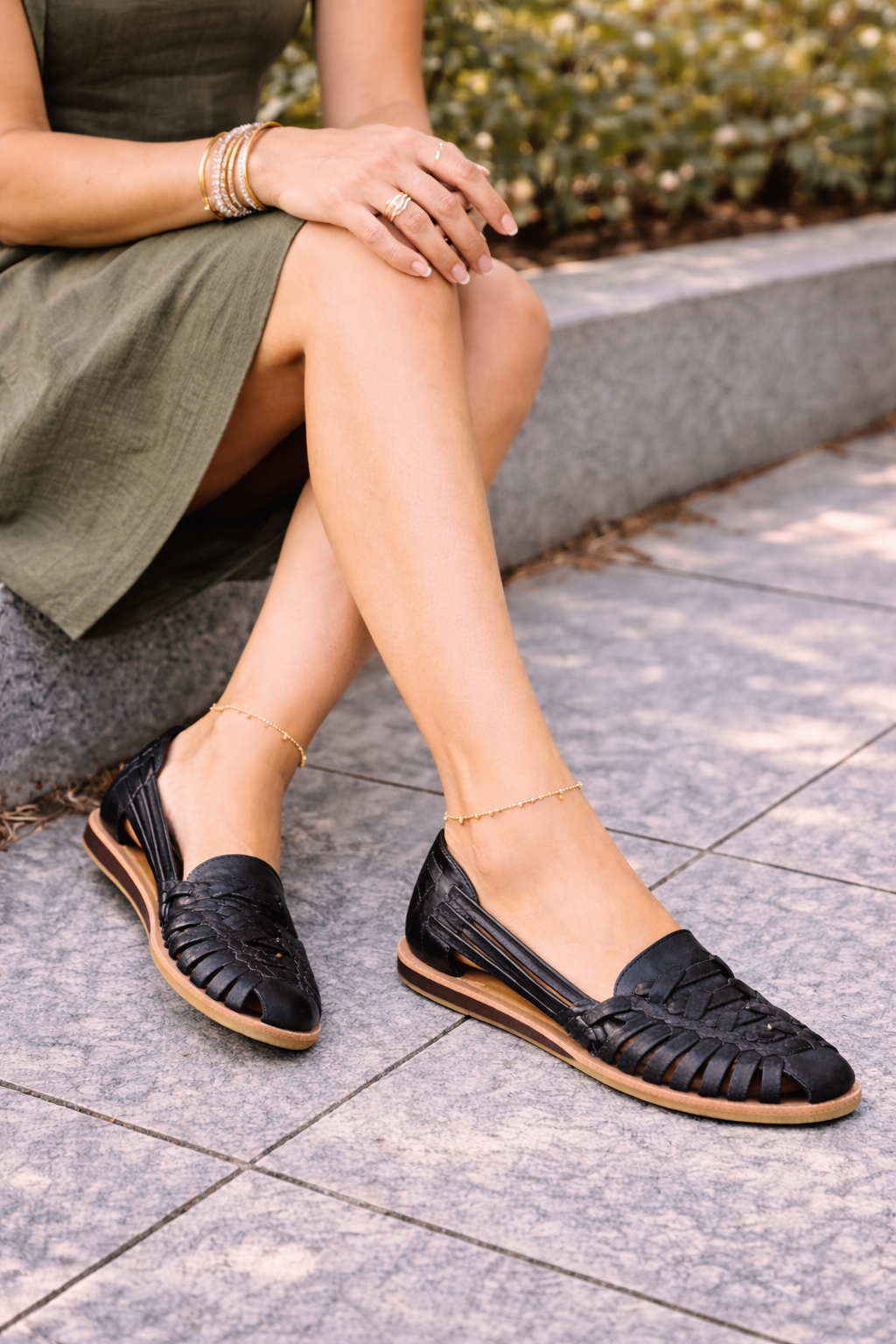 Woven Leather Flat Sandals Modeberg Bern