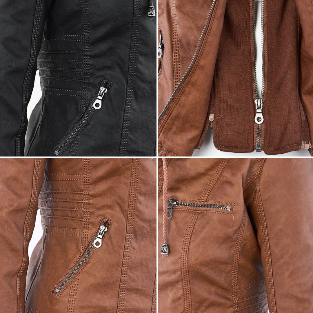Faux Leather Jacket with Removable Hood and Water-Resistant Coating Modeberg Bern