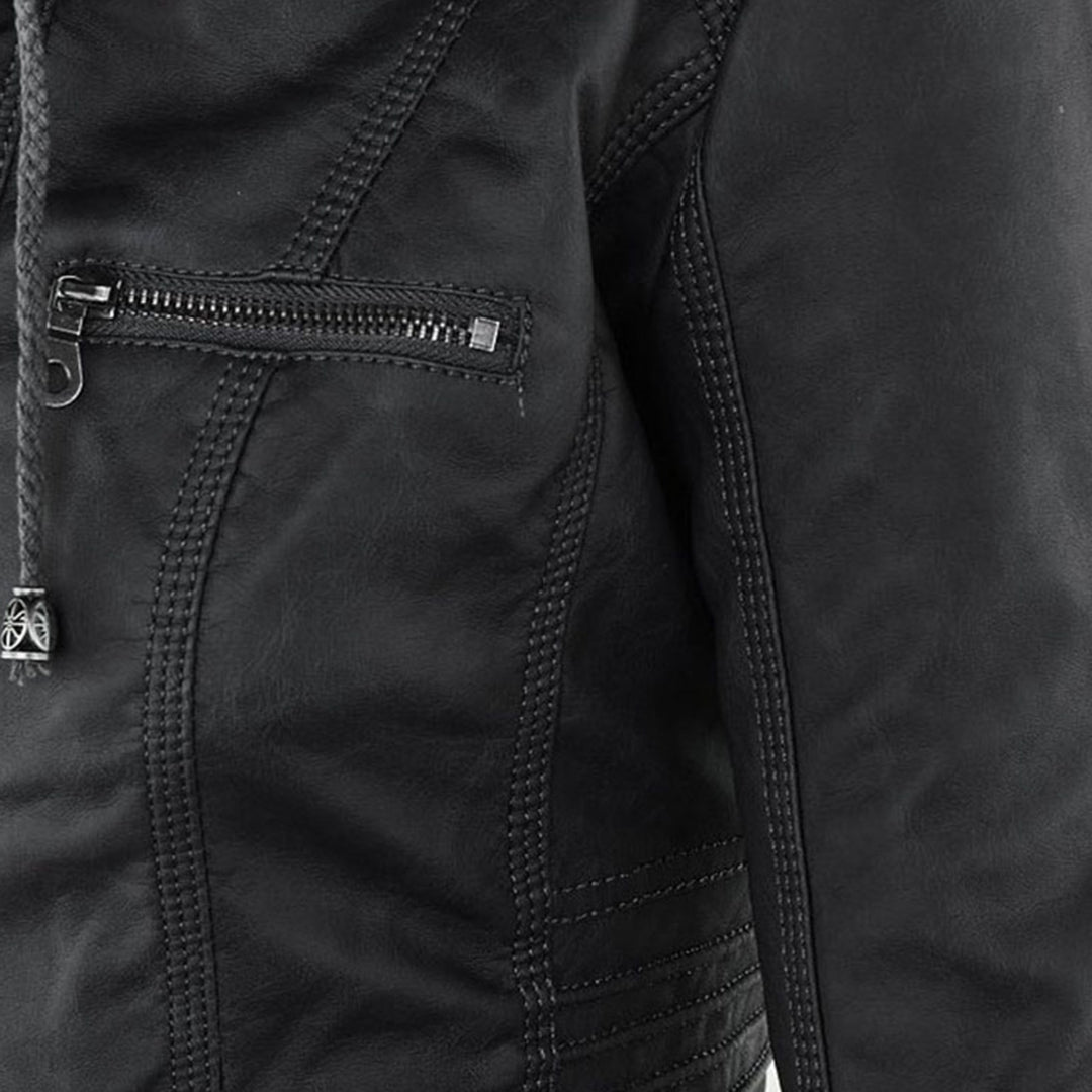 Faux Leather Jacket with Removable Hood and Water-Resistant Coating Modeberg Bern