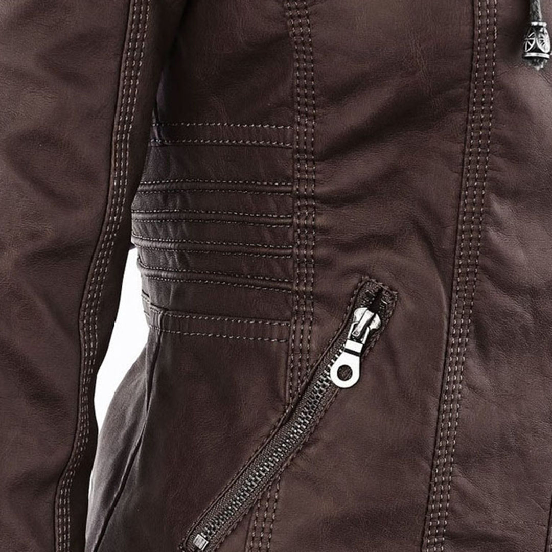 Faux Leather Jacket with Removable Hood and Water-Resistant Coating Modeberg Bern