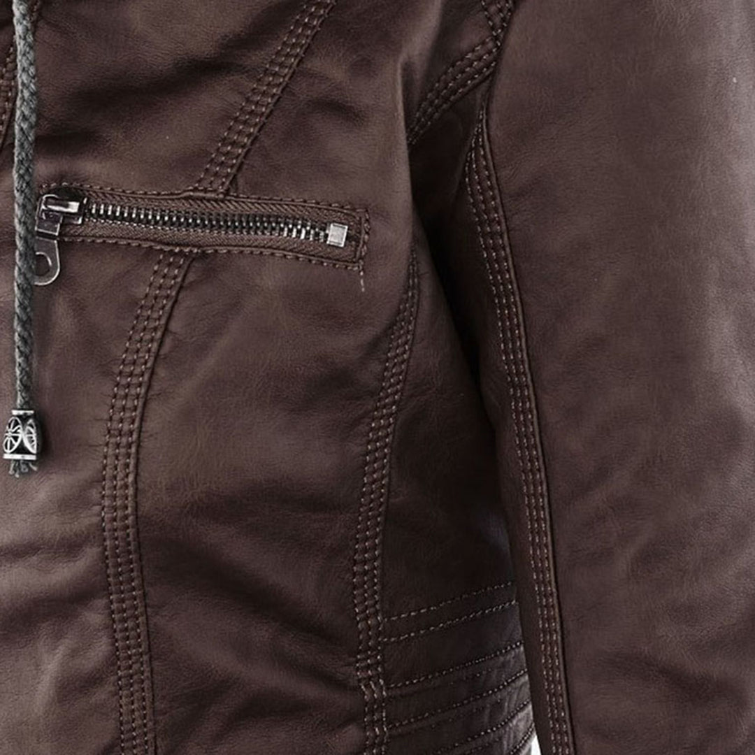 Faux Leather Jacket with Removable Hood and Water-Resistant Coating Modeberg Bern