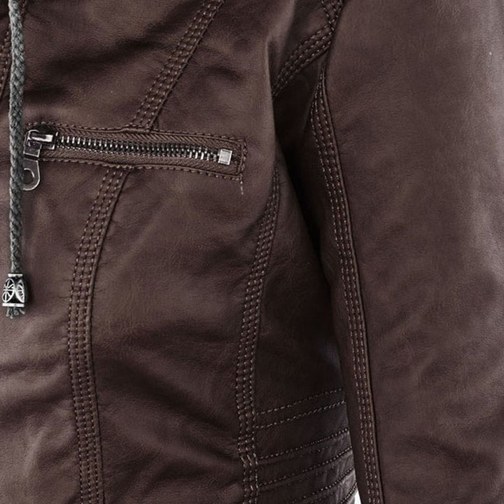 Faux Leather Jacket with Removable Hood and Water-Resistant Coating Modeberg Bern