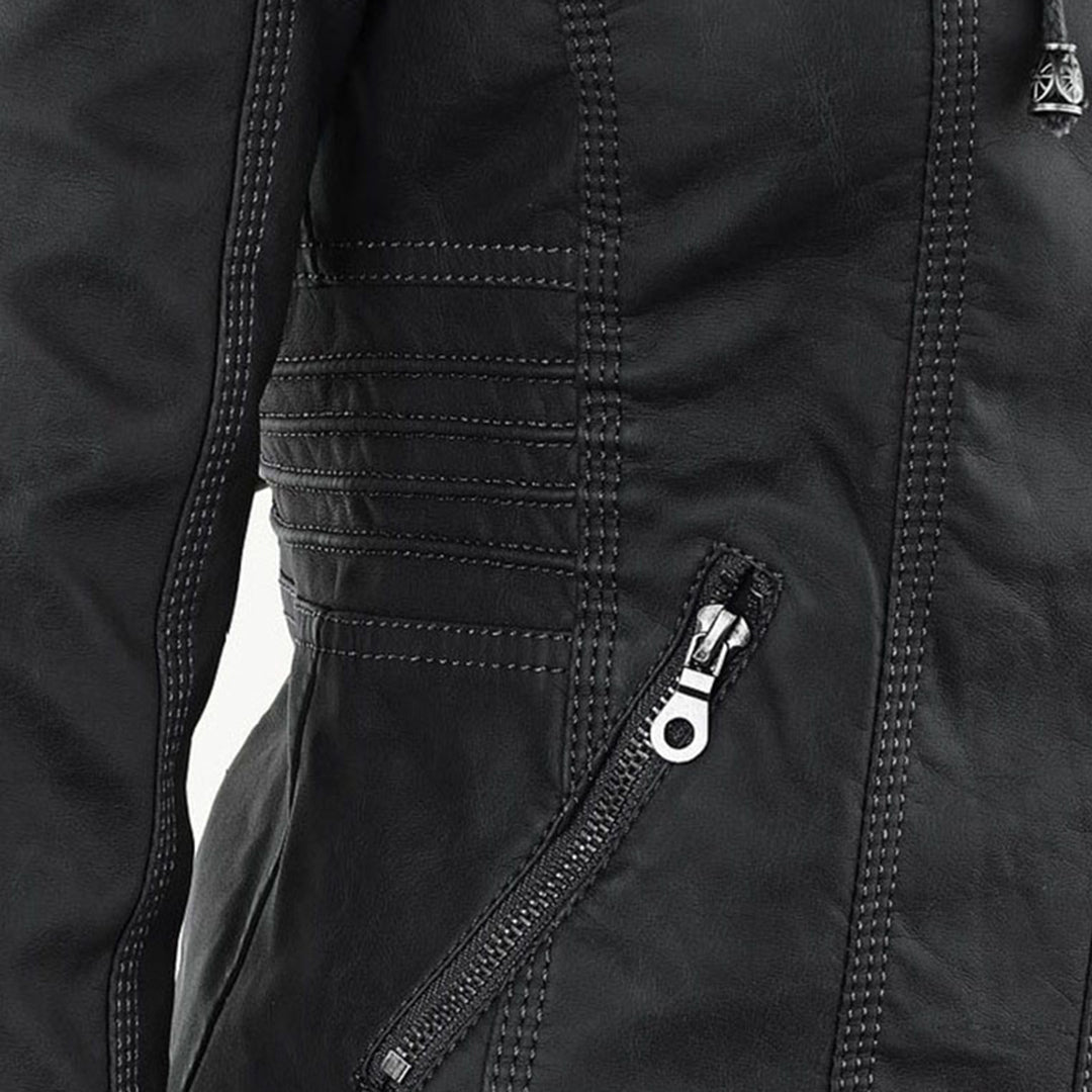 Faux Leather Jacket with Removable Hood and Water-Resistant Coating Modeberg Bern
