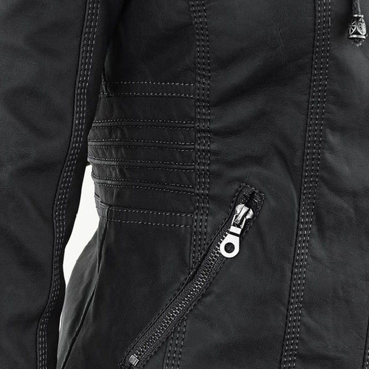 Faux Leather Jacket with Removable Hood and Water-Resistant Coating Modeberg Bern