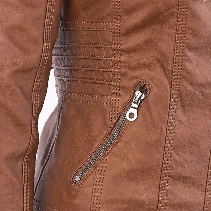 Faux Leather Jacket with Removable Hood and Water-Resistant Coating Modeberg Bern