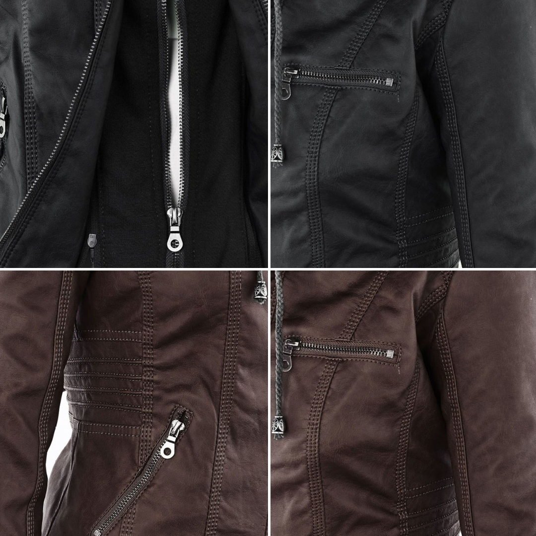 Faux Leather Jacket with Removable Hood and Water-Resistant Coating Modeberg Bern