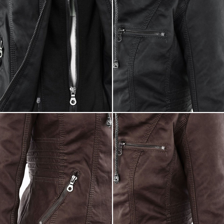 Faux Leather Jacket with Removable Hood and Water-Resistant Coating Modeberg Bern