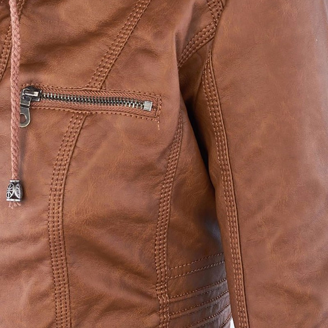 Faux Leather Jacket with Removable Hood and Water-Resistant Coating Modeberg Bern