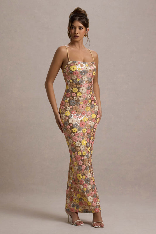 Daria™ Geblümtes Maxikleid mit funkelnden Pailletten Modeberg Bern
