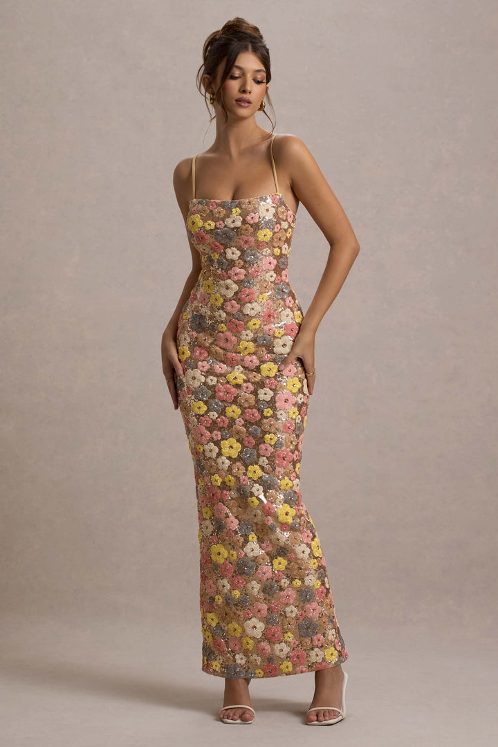 Daria™ Geblümtes Maxikleid mit funkelnden Pailletten Modeberg Bern