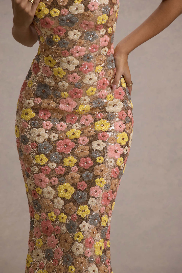 Daria™ Geblümtes Maxikleid mit funkelnden Pailletten Modeberg Bern