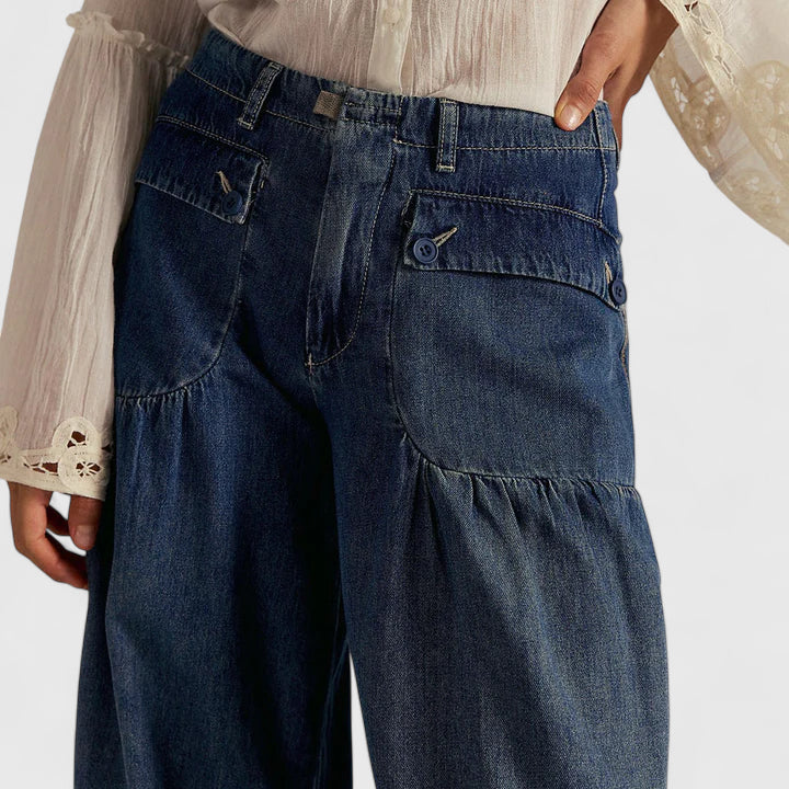 Wide Leg Bohemian Pleated Trousers Modeberg Bern
