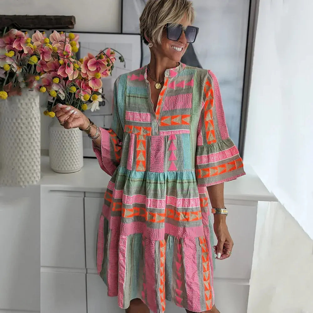 Freya™ –  Lässiges Boho-Stufen-Swingkleid Modeberg Bern