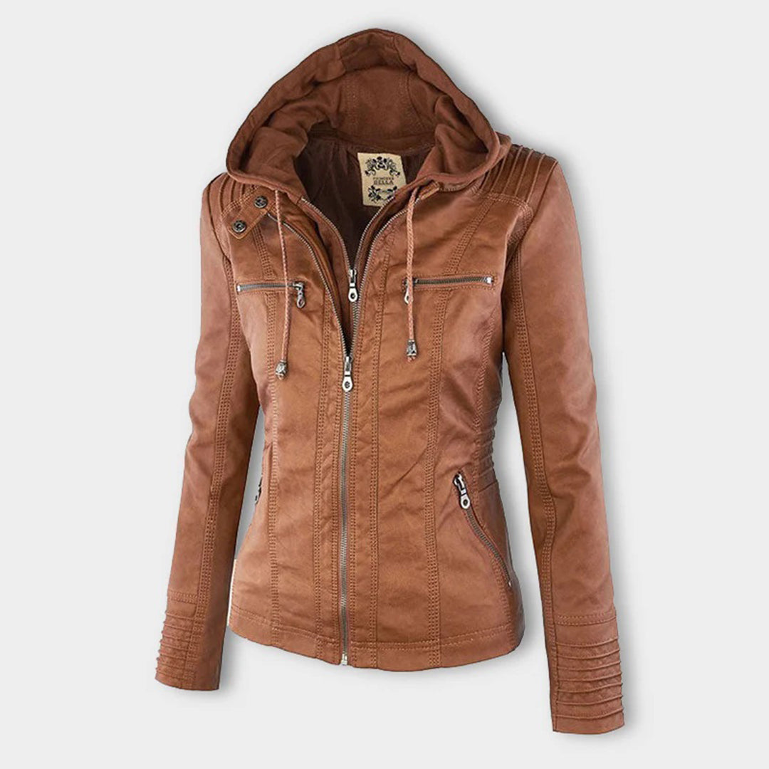 Faux Leather Jacket with Removable Hood and Water-Resistant Coating Modeberg Bern