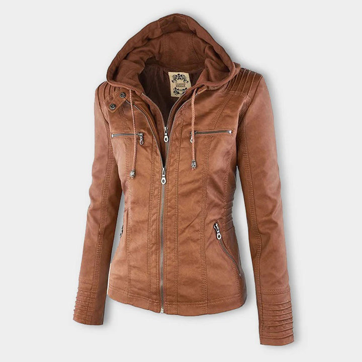 Faux Leather Jacket with Removable Hood and Water-Resistant Coating Modeberg Bern