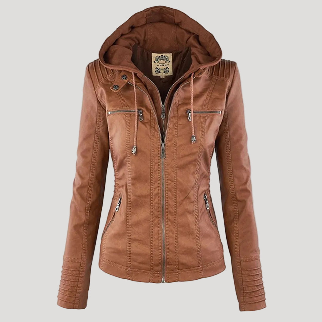 Faux Leather Jacket with Removable Hood and Water-Resistant Coating Modeberg Bern