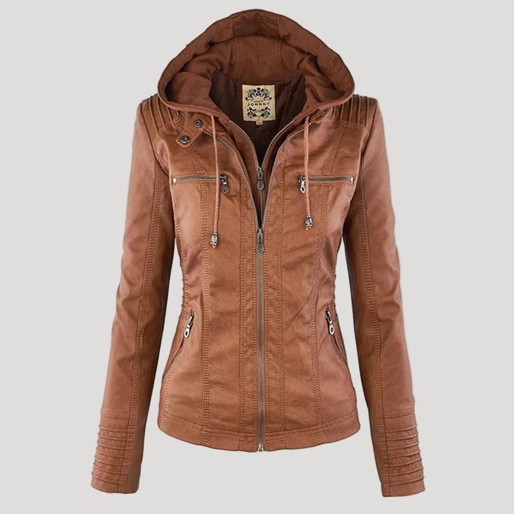 Faux Leather Jacket with Removable Hood and Water-Resistant Coating Modeberg Bern