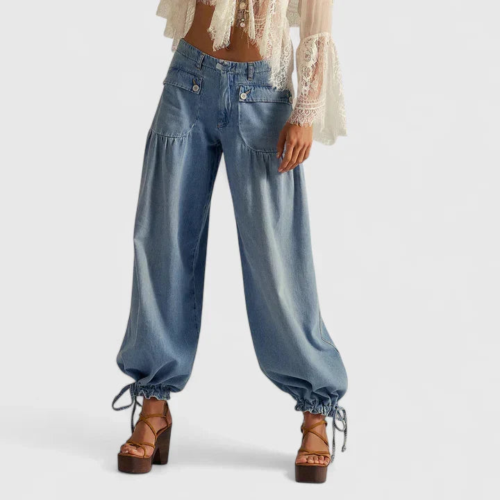 Wide Leg Bohemian Pleated Trousers Modeberg Bern