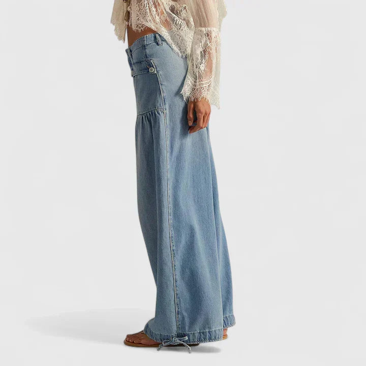 Wide Leg Bohemian Pleated Trousers Modeberg Bern