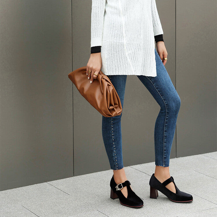 Suede Ankle-Strap Block Heels Modeberg Bern