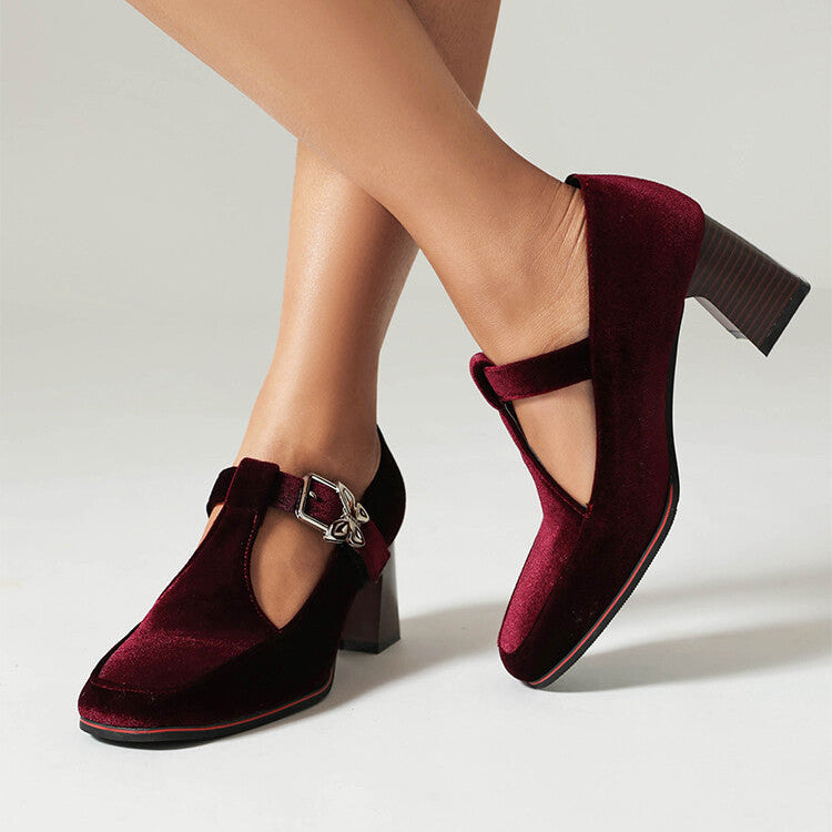 Suede Ankle-Strap Block Heels Modeberg Bern