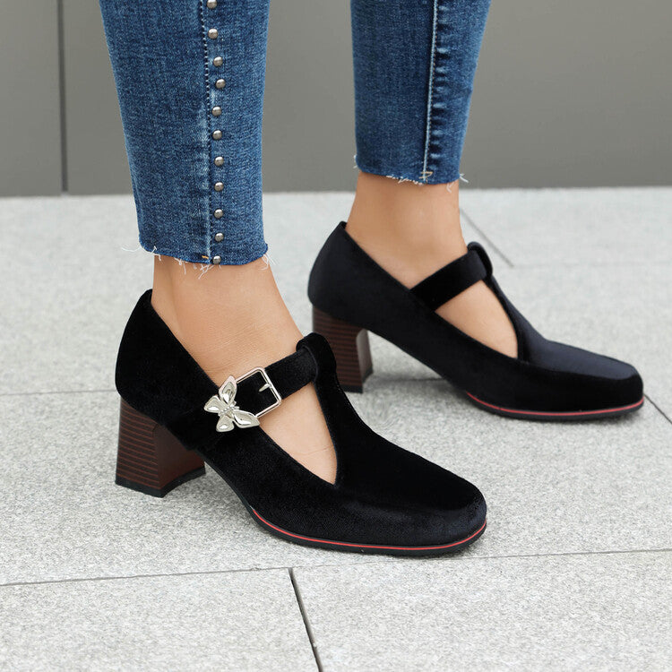 Suede Ankle-Strap Block Heels Modeberg Bern
