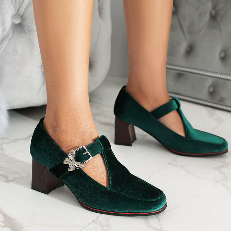 Suede Ankle-Strap Block Heels Modeberg Bern