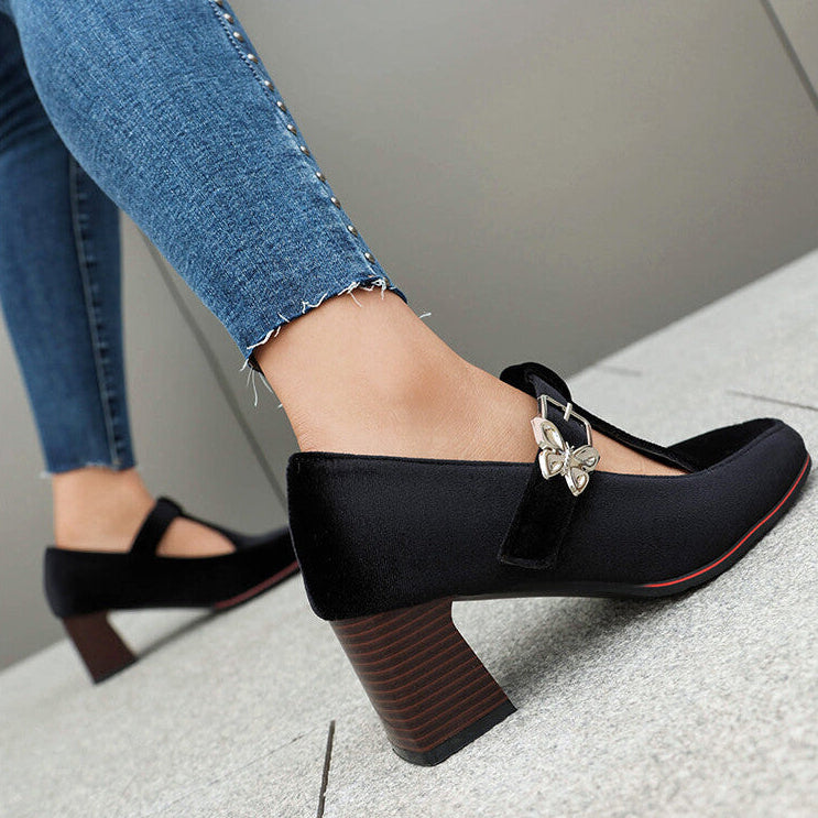 Suede Ankle-Strap Block Heels Modeberg Bern