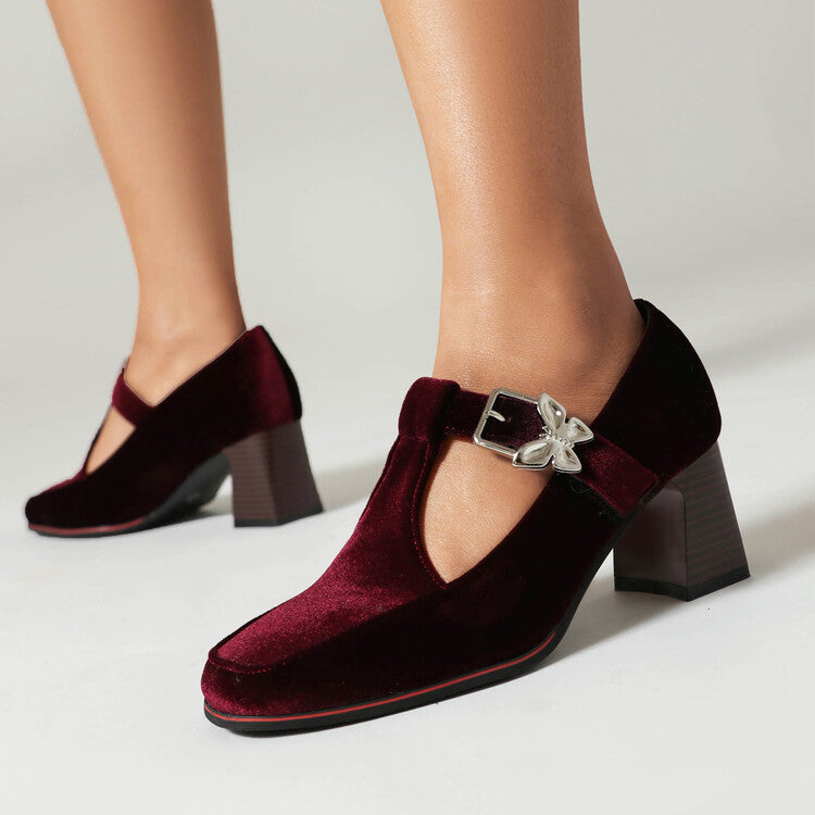 Suede Ankle-Strap Block Heels Modeberg Bern