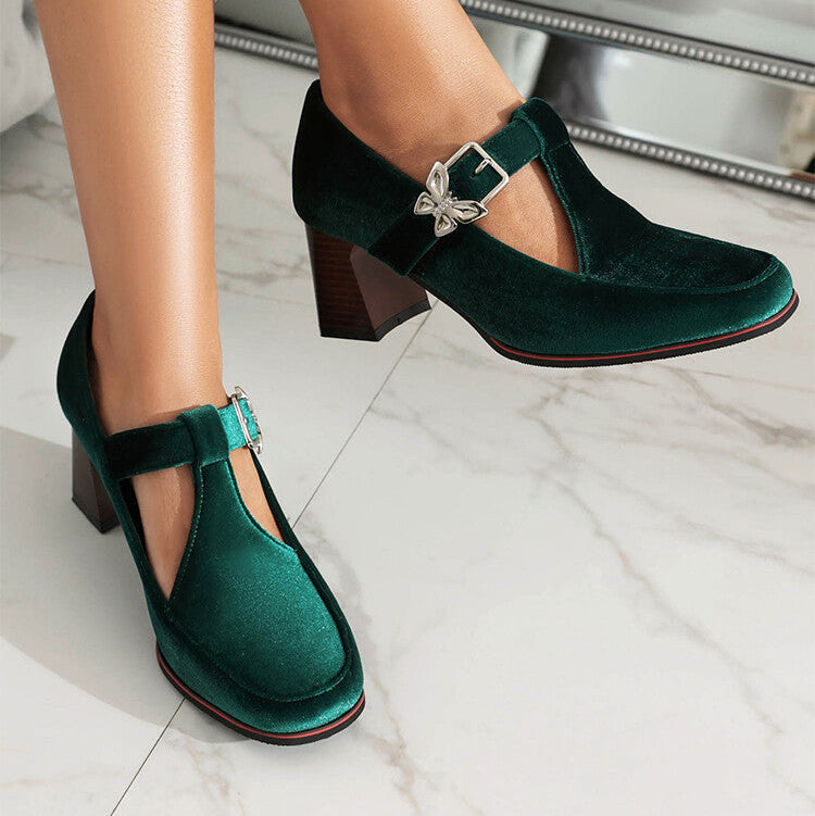 Suede Ankle-Strap Block Heels Modeberg Bern