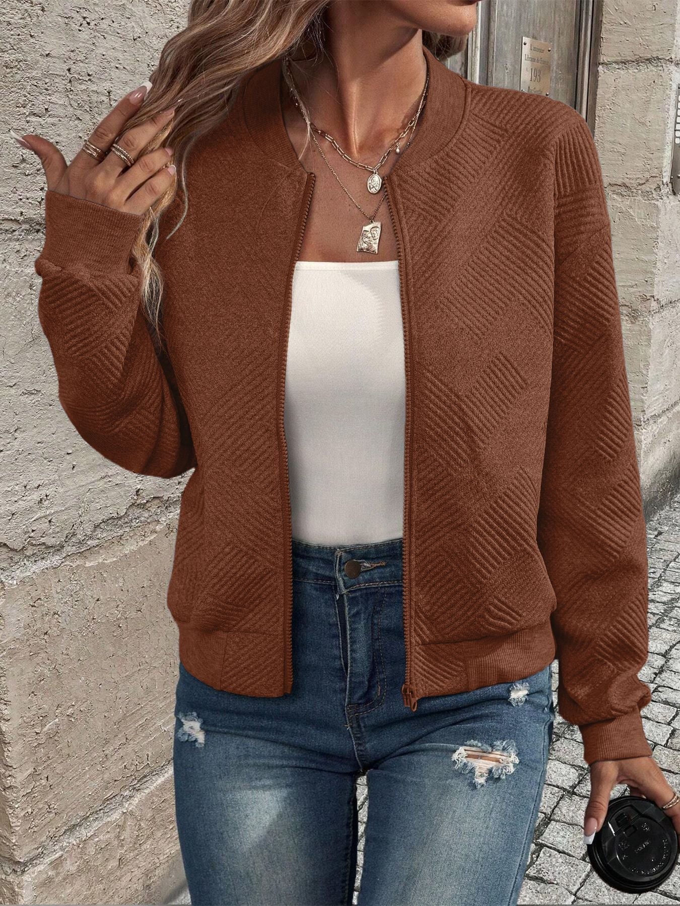 Hannah | Women’s Casual Pattern Front Zip Cardigan Modeberg Bern