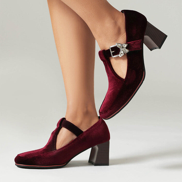 Suede Ankle-Strap Block Heels Modeberg Bern