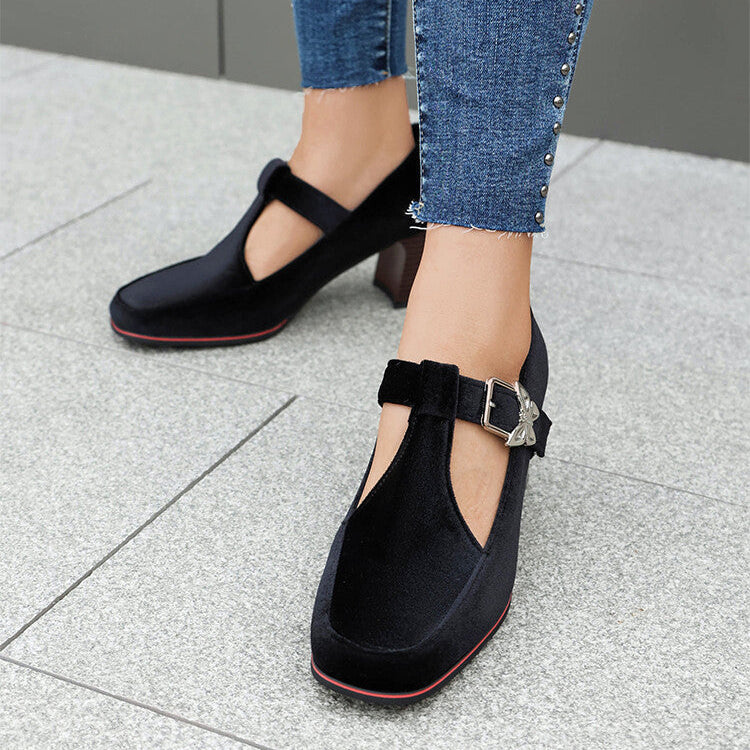 Suede Ankle-Strap Block Heels Modeberg Bern