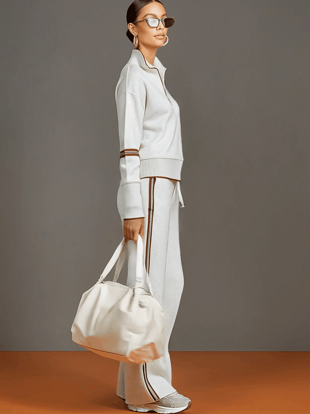 Half-Zip Tracksuit Co-Ord Set with Wide-Leg Trousers Modeberg Bern