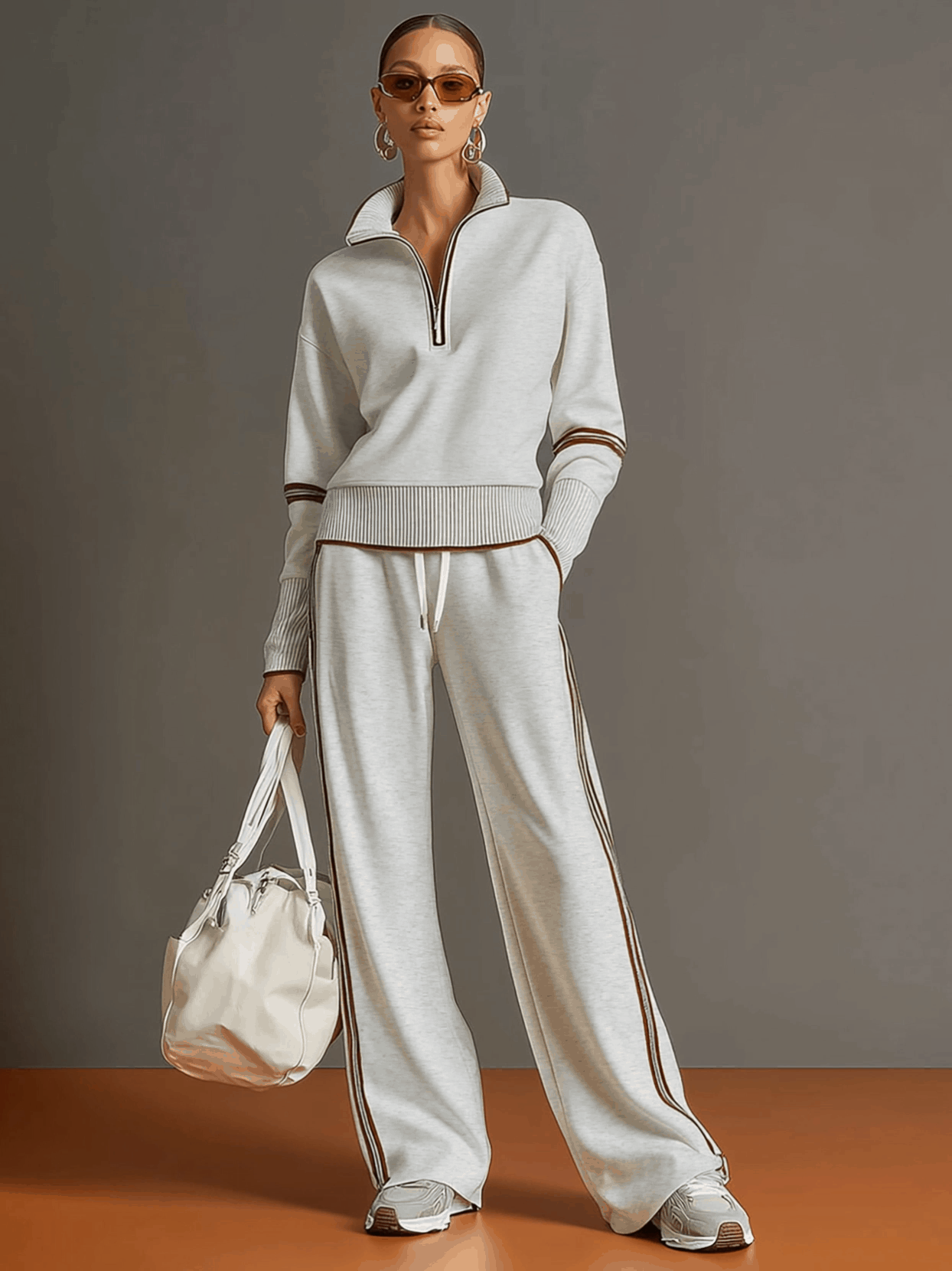 Half-Zip Tracksuit Co-Ord Set with Wide-Leg Trousers Modeberg Bern