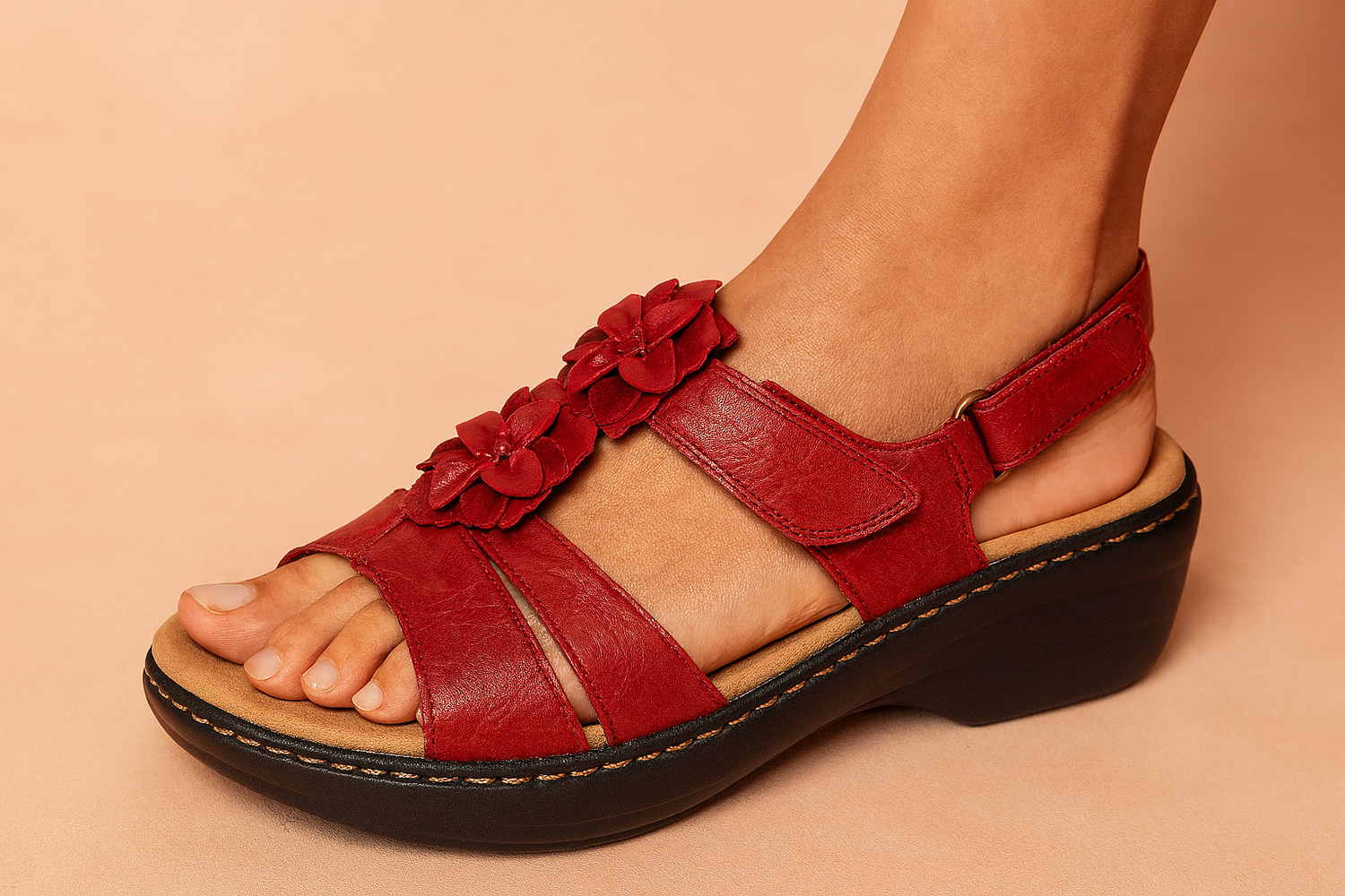 Wedge Sandals with Floral Accent Modeberg Bern