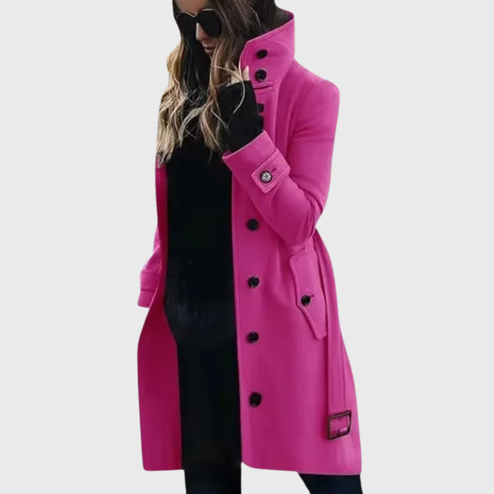 Longline Coat with High Stand Collar and Cuff Straps Modeberg Bern