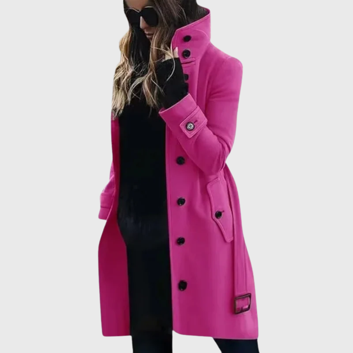 Longline Coat with High Stand Collar and Cuff Straps Modeberg Bern