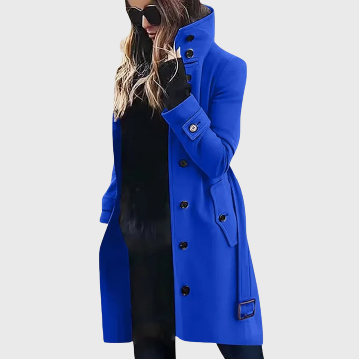 Longline Coat with High Stand Collar and Cuff Straps Modeberg Bern