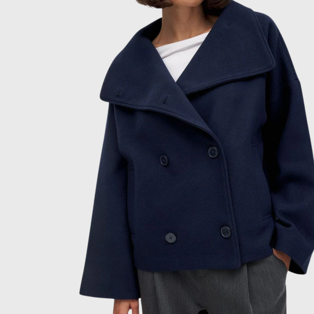 Cropped Double Breasted Coat with Wide Lapels Modeberg Bern
