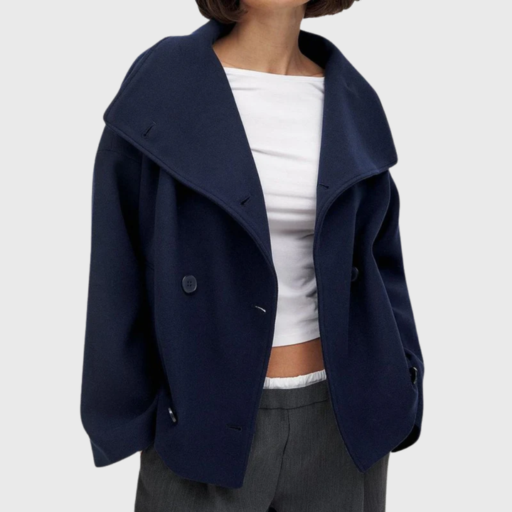 Cropped Double Breasted Coat with Wide Lapels Modeberg Bern