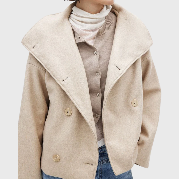 Cropped Double Breasted Coat with Wide Lapels Modeberg Bern