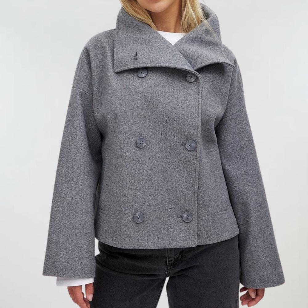 Cropped Double Breasted Coat with Wide Lapels Modeberg Bern