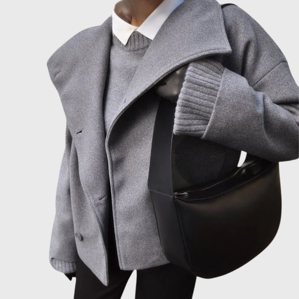 Cropped Double Breasted Coat with Wide Lapels Modeberg Bern