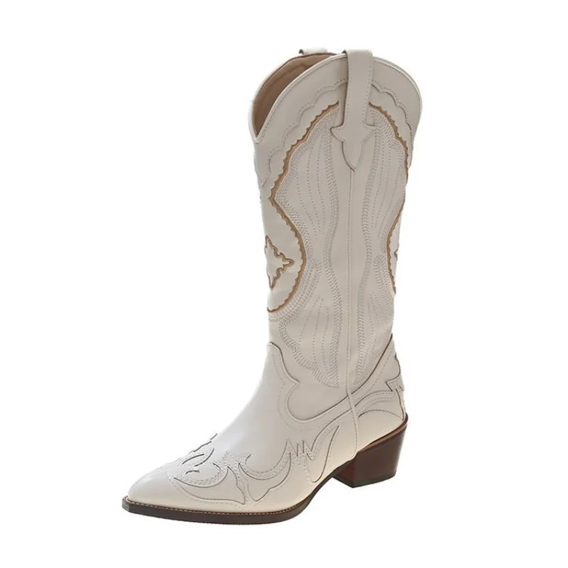 Women's Beige Autumn Western Cowboy Boots Modeberg Bern