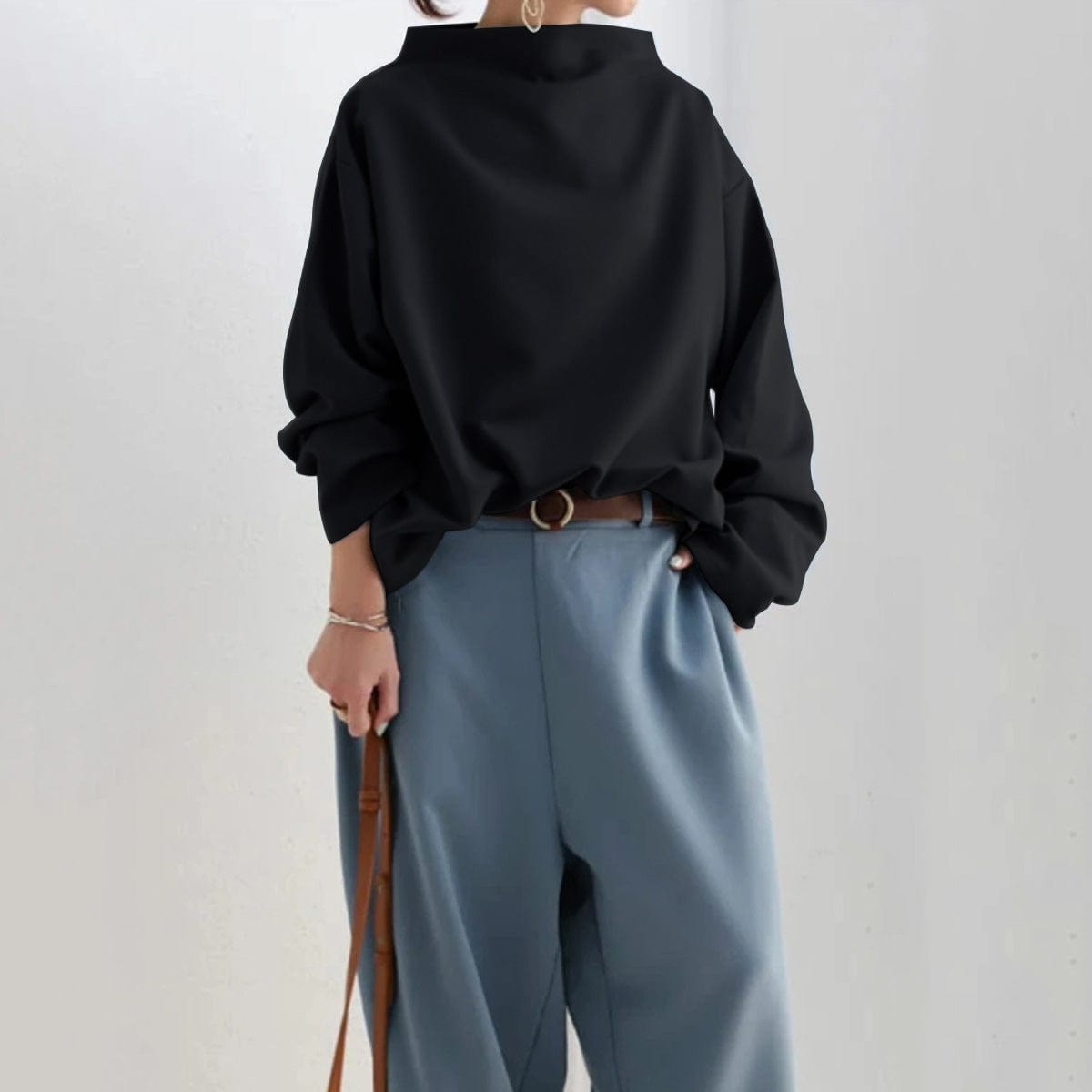 Women's High-Neck Soft Knit Jumper Top Modeberg Bern